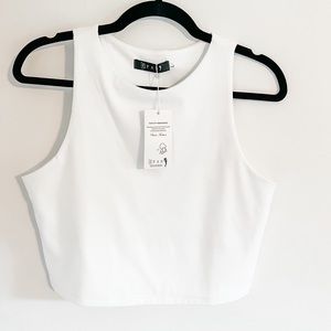 White Crop Top ~ Thick Stretchy Material ~ Size Large
